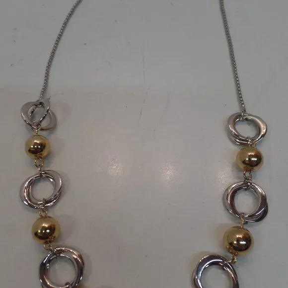 Cato Goldtone & Silvertone Large Link & Ball Necklace Adj to 19" - Picture 7 of 11